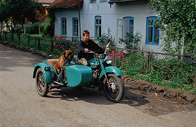 Rossitten | Hund in Beiwagen